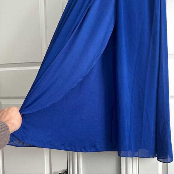 Lulus Water Lilies Royal Blue Maxi Dress XL Long Sleeve - Picture 6 of 11